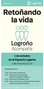 Cartel y programa de Retoñando la vida, de Logroño Acompaña
